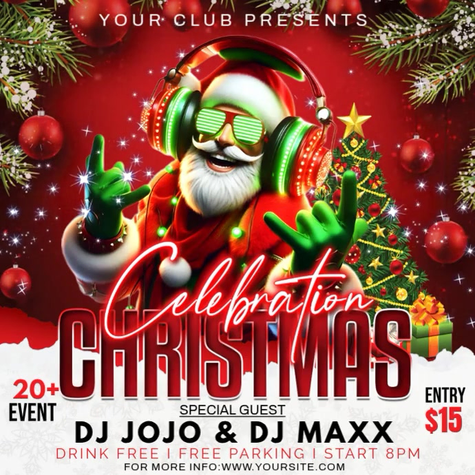 Plantilla de Red Maximalist Christmas Party Instagram Post | PosterMyWall