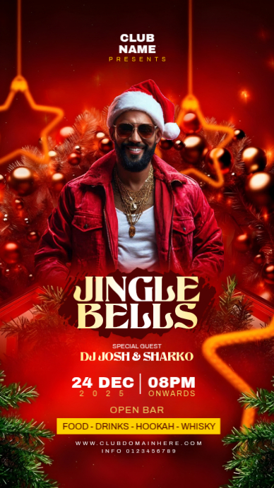 Red Maximalist Christmas Party Instagram Story Template | PosterMyWall