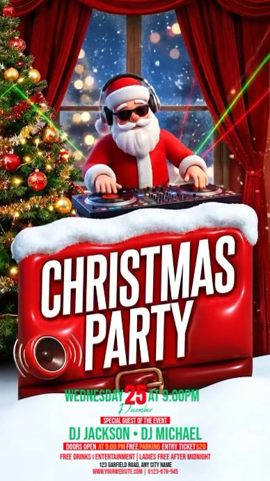 Red Maximalist Christmas Party Instagram Story Template | PosterMyWall