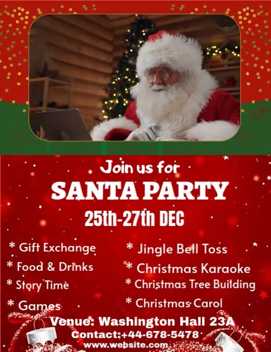 Red Maximalist Christmas Party Invitation Card Flyer (us Letter ...