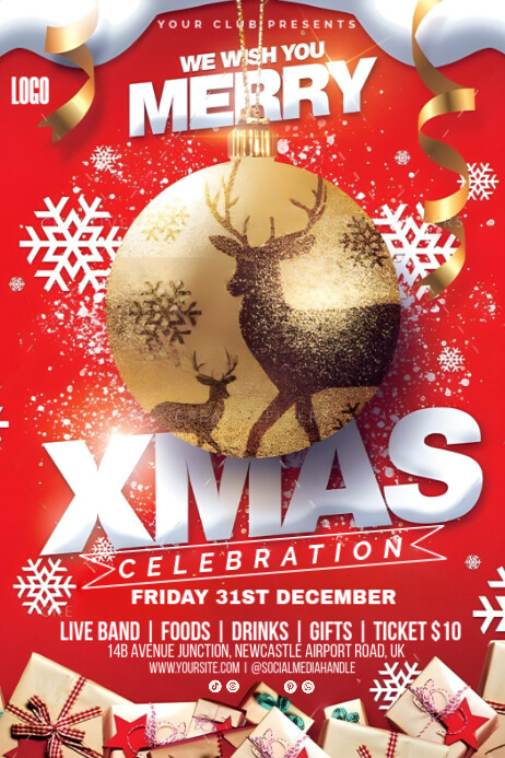 Copy of Red Maximalist Christmas Party Invitation Card Poster ...