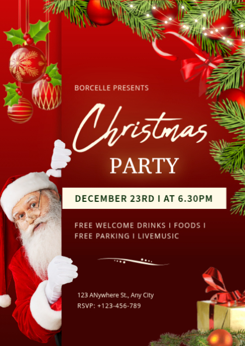 Copy of Red Maximalist Christmas Party Invitation Flyer A6 | PosterMyWall