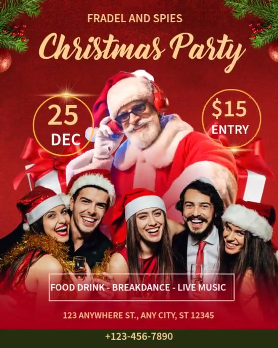 Red Maximalist Christmas Party Invitation Instagram Portrait Template ...