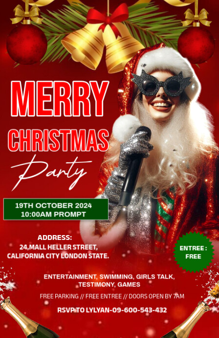 Copy of Red Maximalist Christmas Party Invitation Template Tabloid ...