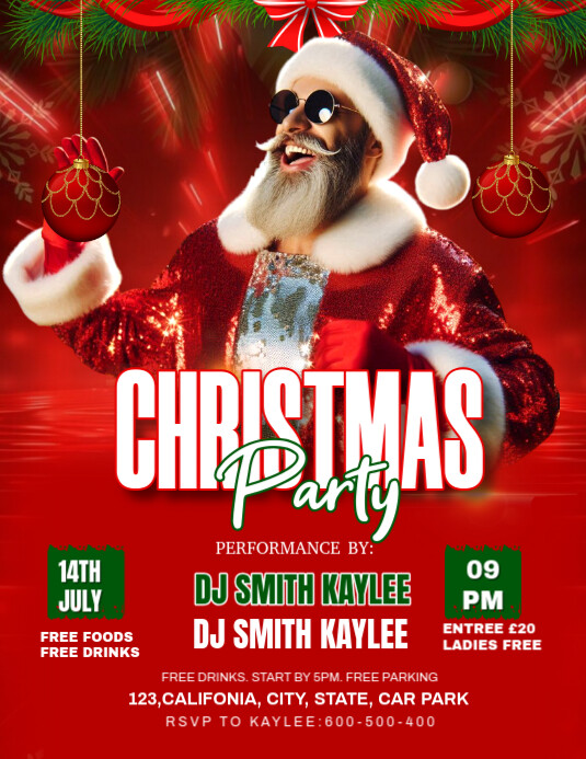 Copy of Red Maximalist Christmas Party Invitation Template Flyer (us ...