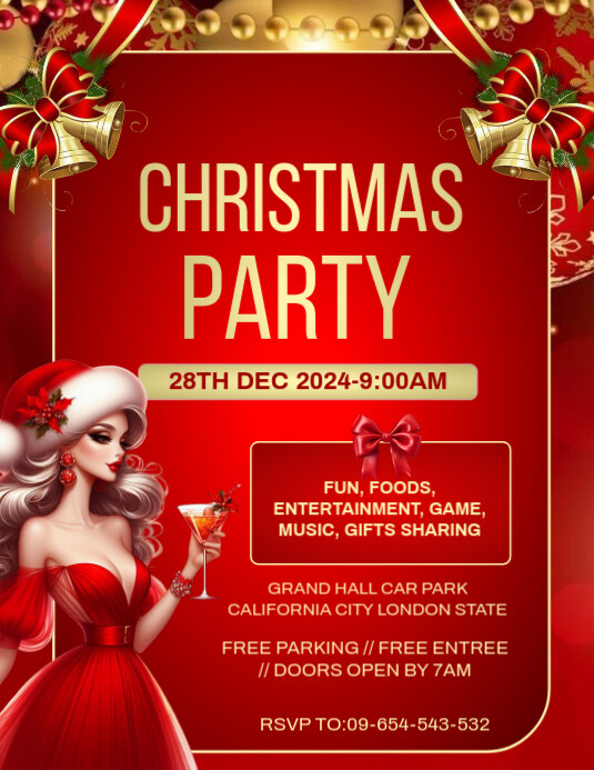 Red Maximalist Christmas Party Invitation Template Design Flyer (us ...