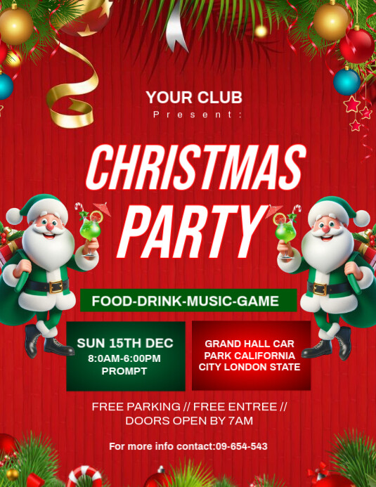 Copy of Red Maximalist Christmas Party Invitation Template Flyer (us ...