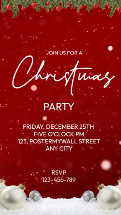 Red Maximalist Christmas Party Invite Digital Display (9:16) Template ...