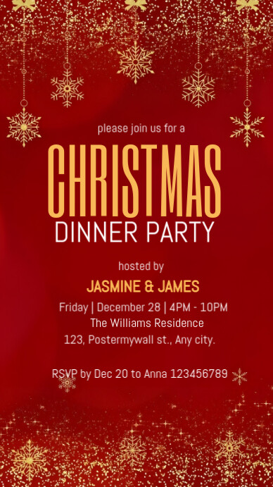 Red Maximalist Christmas Party Invite Instagram Story Template ...