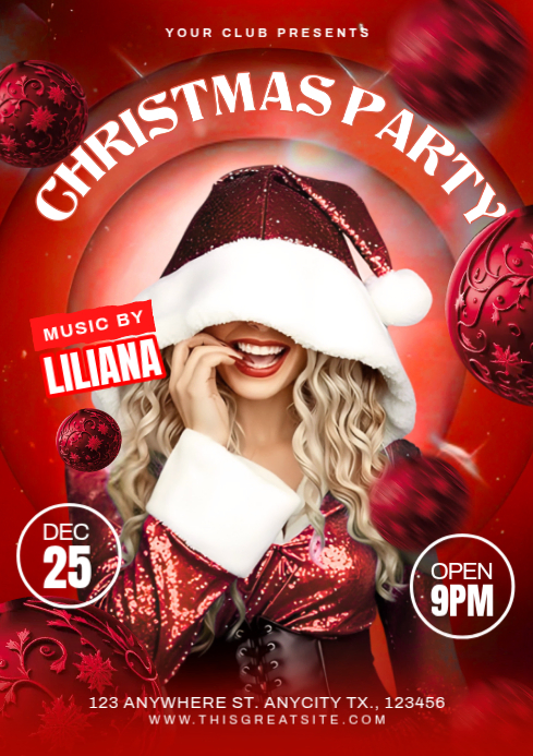 Red Maximalist Christmas Party Ladies Night A4 Template | PosterMyWall