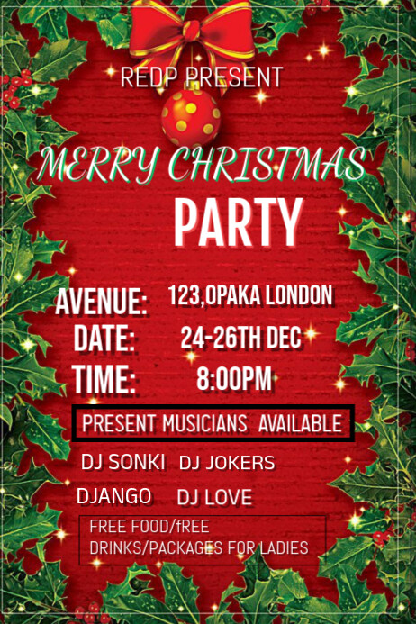 Copy of Red Maximalist Christmas Party Poster | PosterMyWall