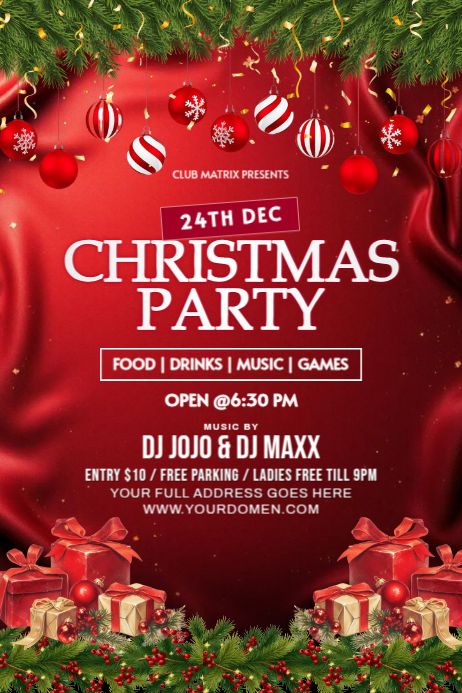 Red Maximalist Christmas Party Poster Template | PosterMyWall
