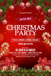 Red Maximalist Christmas Party Poster Template | PosterMyWall