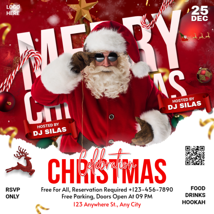 Red Maximalist Christmas Party Template Instagram Post | PosterMyWall
