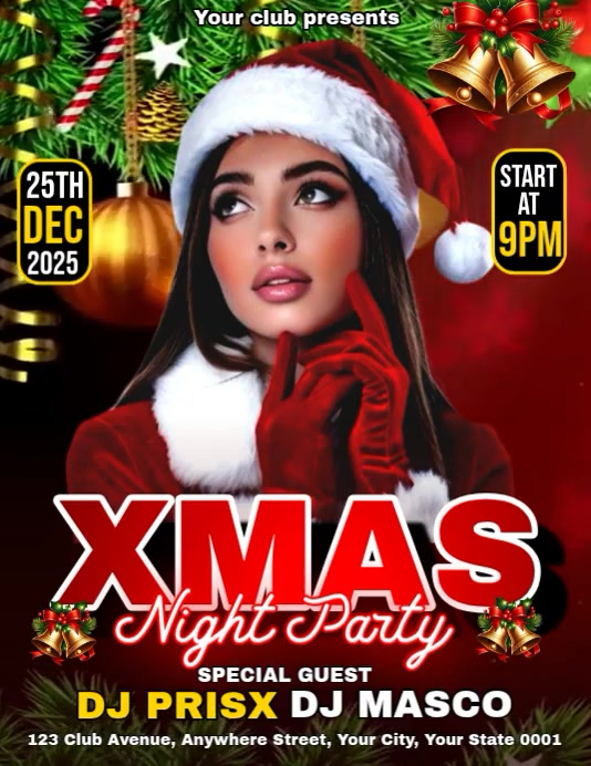 Red Maximalist Christmas Party Video Flyer (us Letter) Template ...