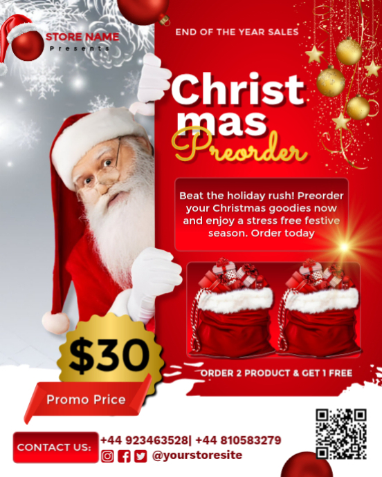 Plantilla de Red Maximalist Christmas Pre-order Flyer Instagram ...