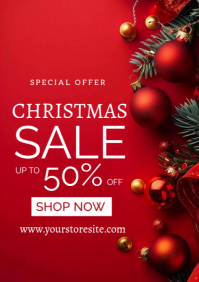 Red Maximalist Christmas Promo Sale A4 template