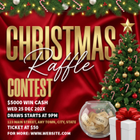Red Maximalist Christmas Raffle Party, Instagram Post Iphosti le-Instagram template