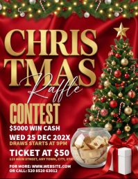 Red Maximalist Christmas Raffle Party Flyer (us Letter) Iflaya (Incwadi ye-US) template