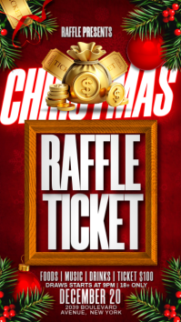 Red Maximalist Christmas Raffle Ticket Instagram Story template