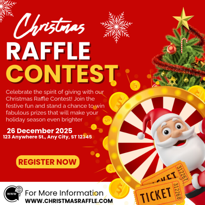 Red Maximalist Christmas Raffle Ticket Instagram Post Template ...