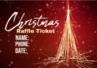Red Maximalist Christmas Raffle Ticket Postcard template