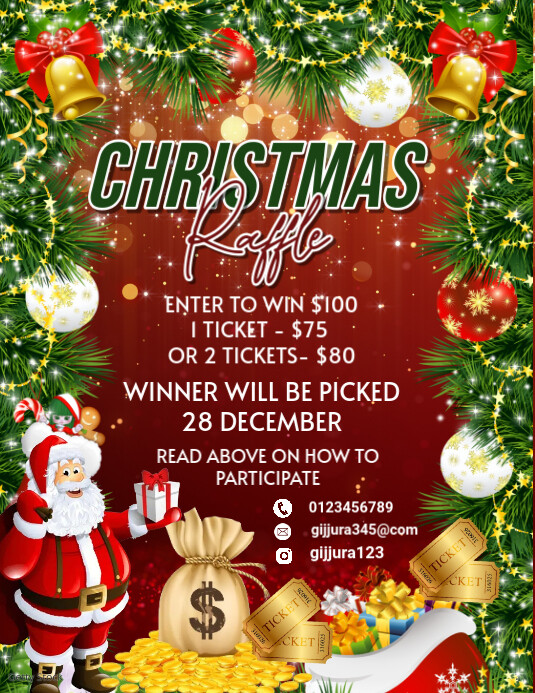 Hoilday Raffle Copy of Red Maximalist Christmas Raffle Tickets Flyer Flyer (us Letter ...