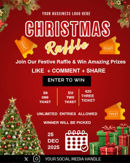 Copy of Red Maximalist Christmas Raffle Xmas Raffle Instagram Portrait ...
