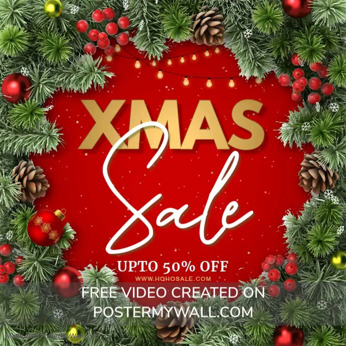 Red Maximalist Christmas Sale Instagram Post Template | PosterMyWall