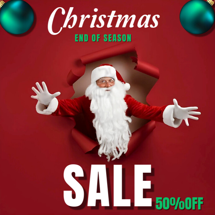 Red Maximalist Christmas Sale Instagram Post Template | PosterMyWall