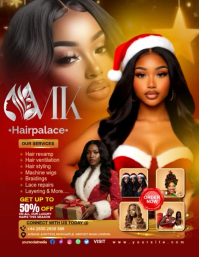 Red Maximalist Christmas Sale Promo Ad For Salon Flyer (us Letter) template