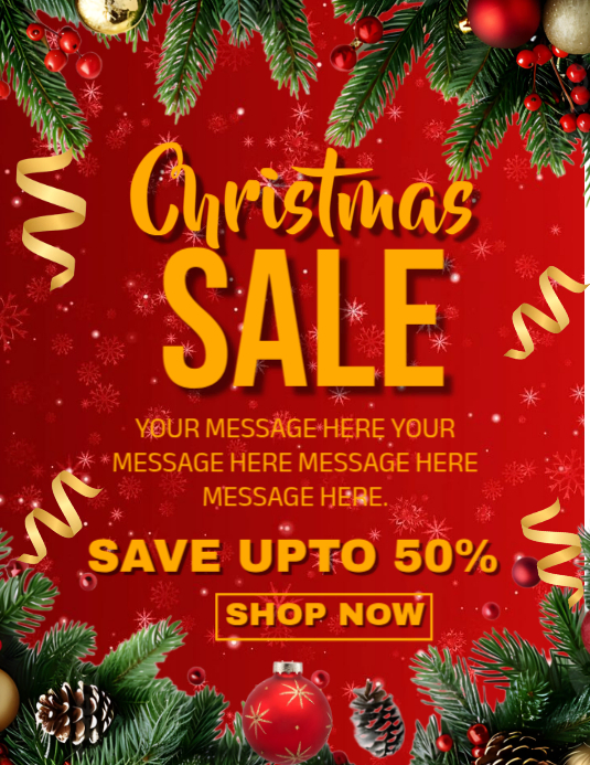 Red Maximalist Christmas Sales Flyer (us Letter) Template | PosterMyWall
