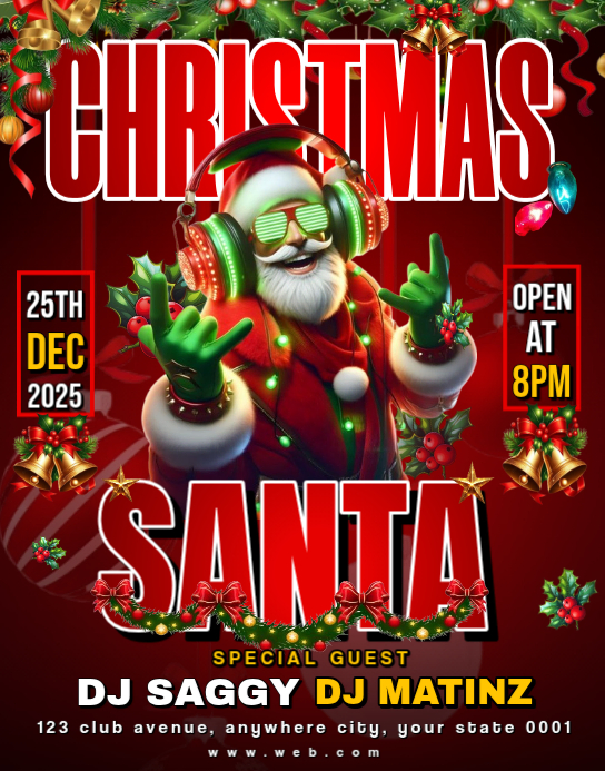 Red Maximalist Christmas Santa Party Flyer Poster/wallboard Template ...