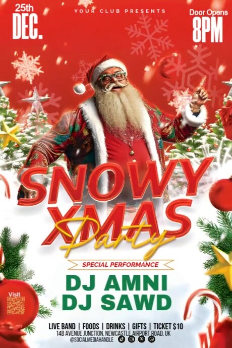Copy of Red Maximalist Christmas Santa Party Invitation Video Poster ...