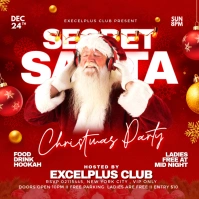 Red Maximalist Christmas Secret Santa Party Instagram Post template