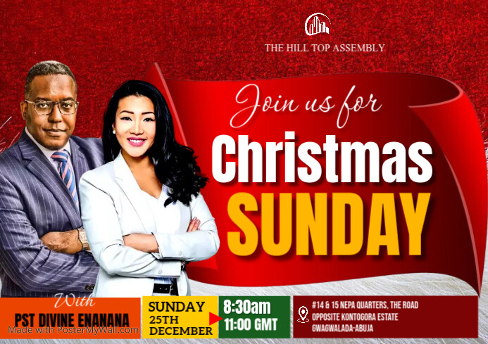 Copy of Red Maximalist Christmas Service Flyer A4 | PosterMyWall