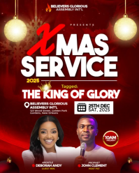 Red Maximalist Christmas Service Flyer  Instagram Portrait template