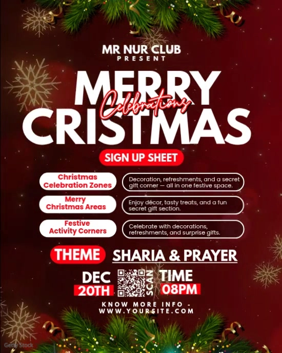 Red Maximalist Christmas Sign Up Instagram Portrait Template | PosterMyWall