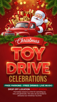 Red Maximalist  Christmas Toy Drive  Instagram Story template