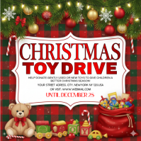 Red Maximalist Christmas Toy Drive Instagram Post template