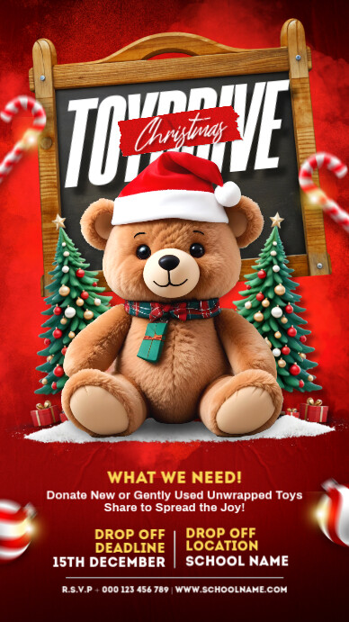 Copy of Red Maximalist Christmas Toy Drive Instagram Story | PosterMyWall