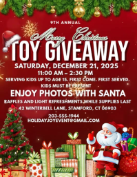Red Maximalist Christmas Toy Giveaway Flyer (us Letter) template