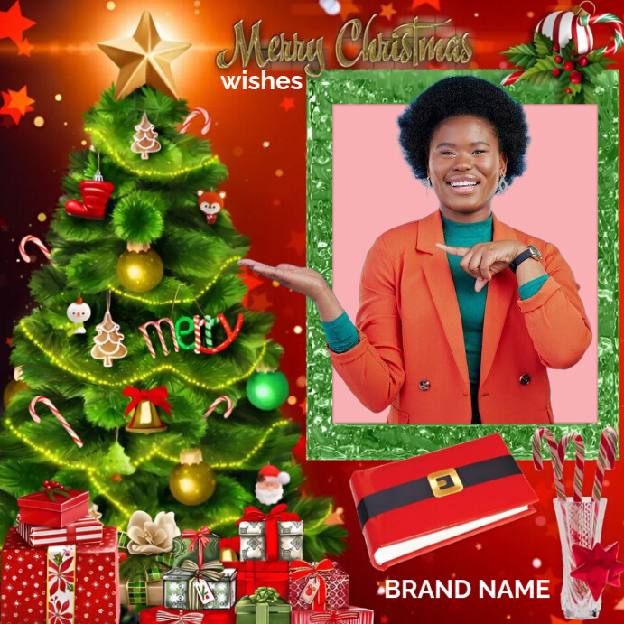 Red Maximalist Christmas Tree Instagram Post Template | PosterMyWall