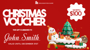 Red Maximalist Christmas Voucher  Digital Display (16:9) template