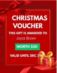 Czerwony Christmas Voucher Flyer Template