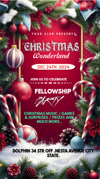 Red Maximalist Christmas Wonderland Festival Instagram Story Template ...