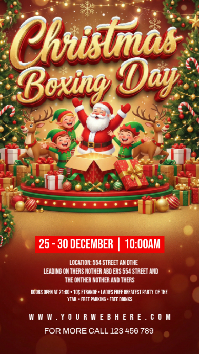 Red Maximalist Christmasparty Instagram Story Template | PosterMyWall