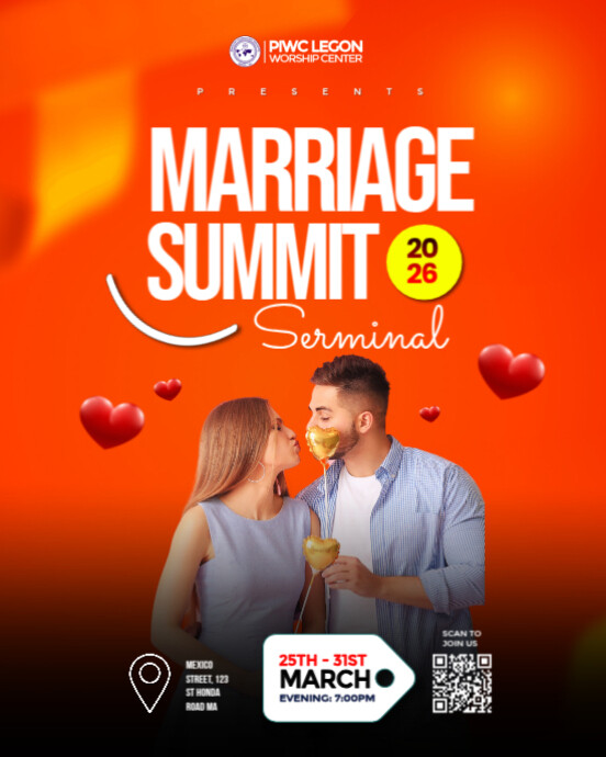 Red Maximalist Church Marriage Conference Instagram Portrait Template ...