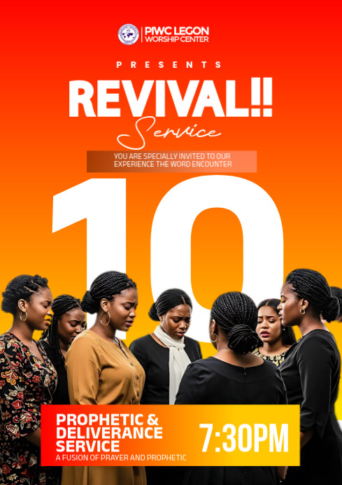 Red Maximalist Church Service Countdown Flyer A4 template