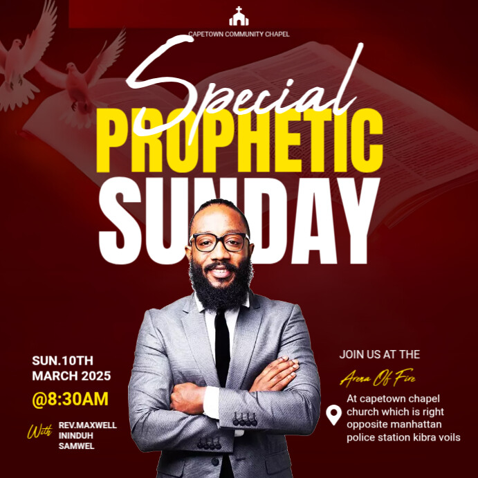 Red Maximalist Church Special Prophetic Sunday Instagram Post Template ...